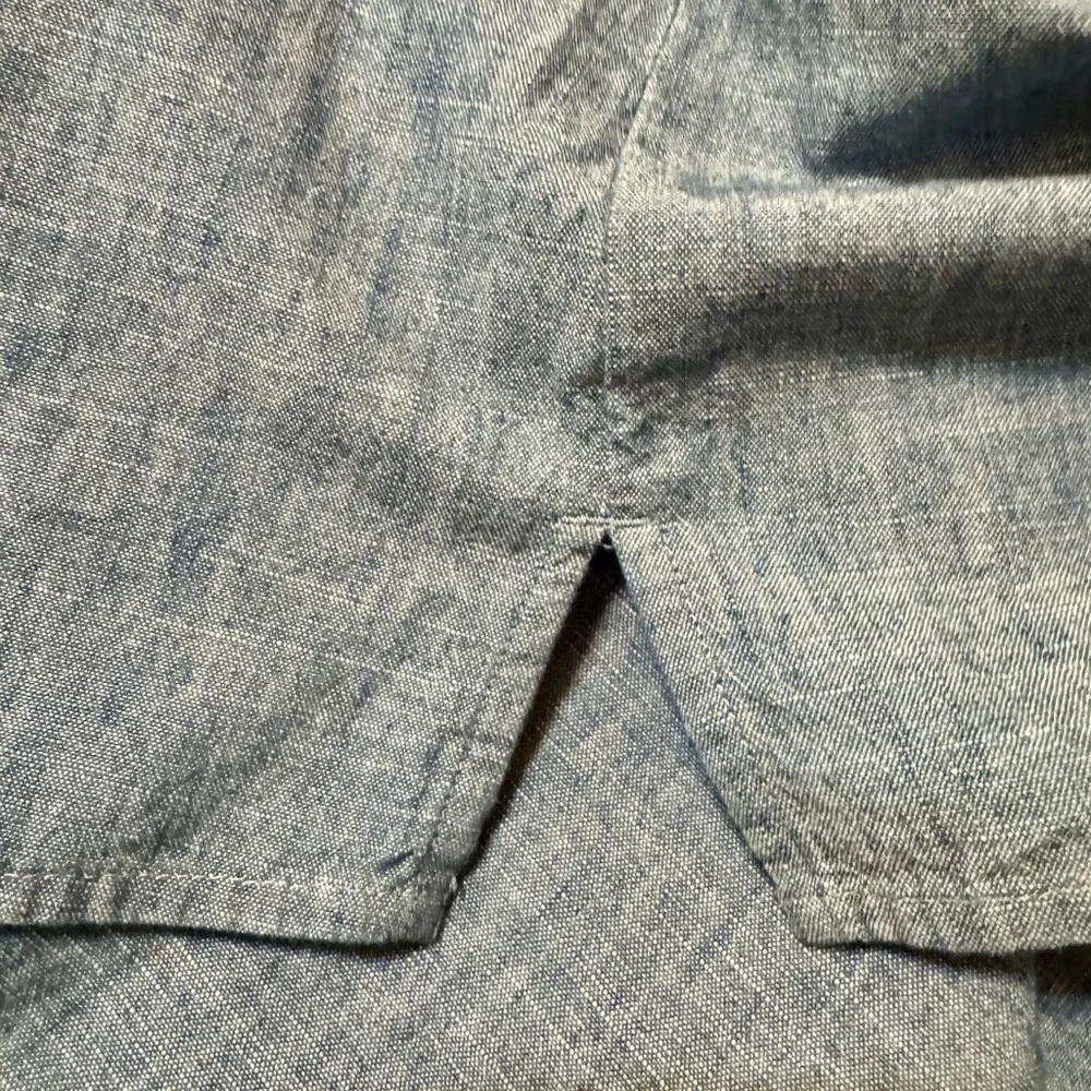 J Crew Mercantile Blue Chambray Embroidered Boho Peasant Top